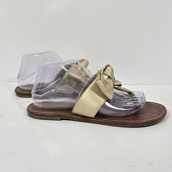 Anna & Ava Faux Leather Sandals Gold Bows Women's Size 9 Brown Romantic Coquette - Picture 6 of 8